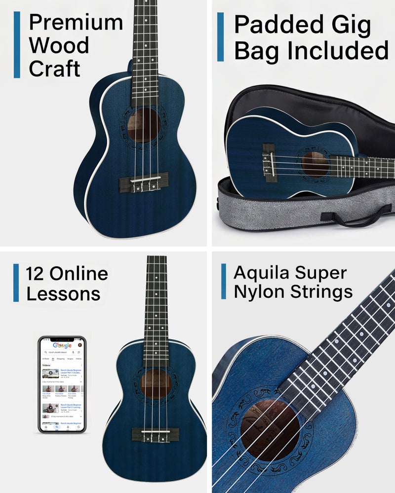 Ranch Tenor Ukulele Ranch 26 inch Professional Wooden ukelele Instrument with Online 12 Lessons and Gig Bag - Small Hawaiian Guitar - Starry Blue - Image 4